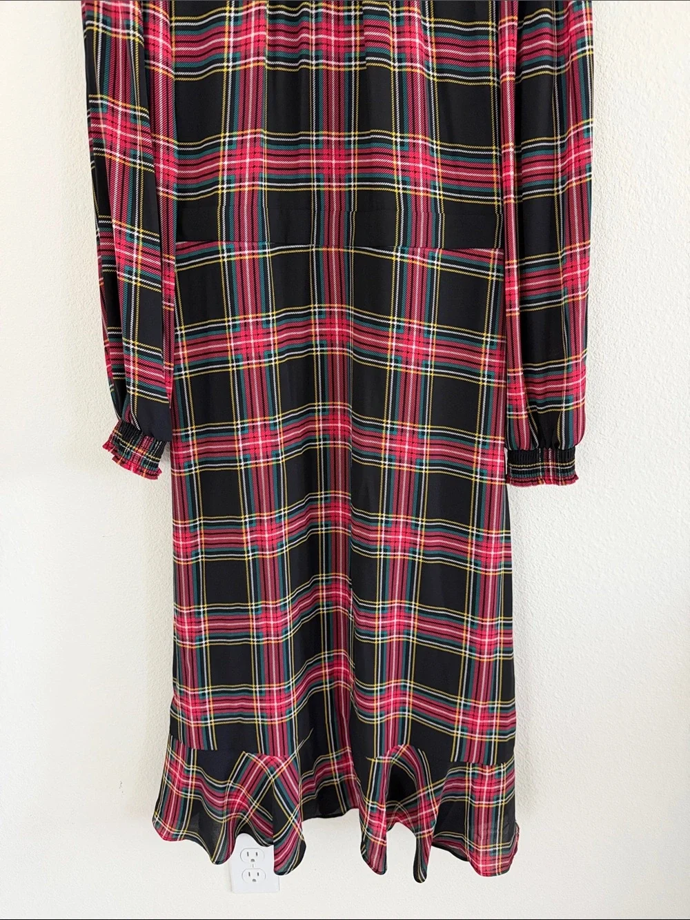 J. Crew Stewart Tartan Long Sleeve Plaid Ruffle Dress